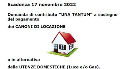 Contributo “UNA TANTUM” a sostegno del pagamento dei CANONI DI LOCAZIONE o delle UTENZE DOMESTICHE (Luce e/o Gas) per nuclei familiari in difficoltà economica per gli effetti derivanti dall’emergenza sanitaria COVID-19 e dal conflitto russo-ucraino.