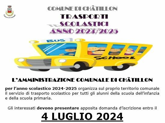 Iscrizione servizio scuolabus anno scolastico 2024-2025 scadenza 4 luglio 2024